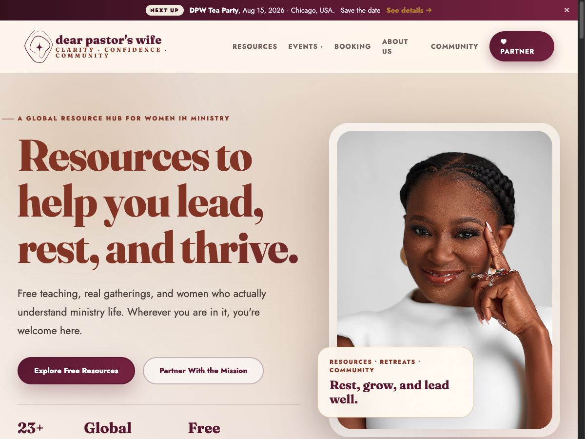 Dear Pastor's Wife website designed and built by Cozy Digital